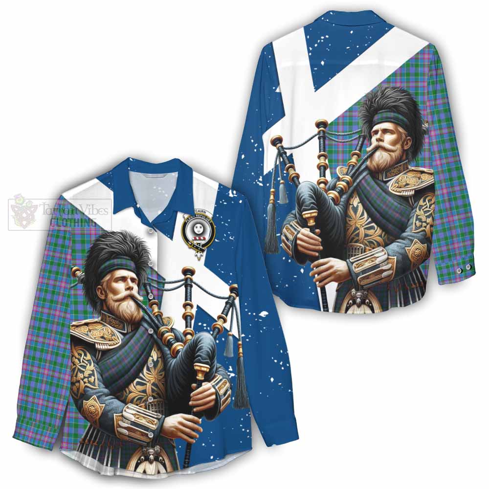 Tartan Vibes Clothing Pitcairn Tartan Women's Casual Shirt with Family Crest Scottish Bagpiper Vibes