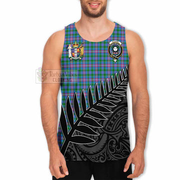 Pitcairn Crest Tartan Men's Tank Top with New Zealand Silver Fern Half Style