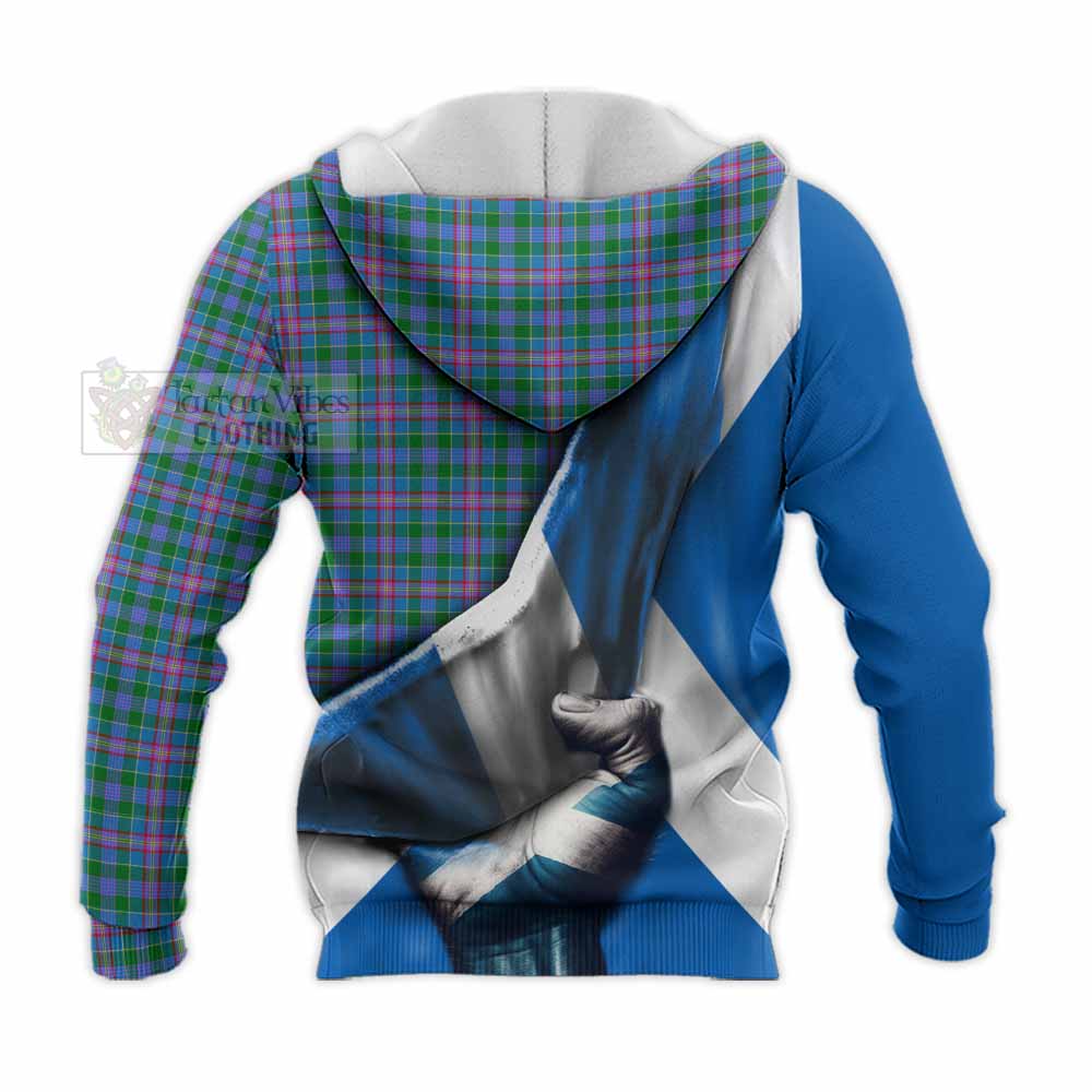 Tartan Vibes Clothing Pitcairn Tartan Knitted Hoodie with Family Crest Scotland Patriotic Style