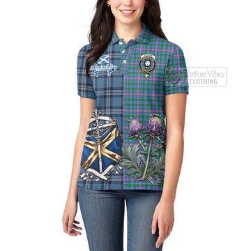 Pitcairn Tartan Women's Polo Shirt Happy St. Andrew's Day Half Tartan Style