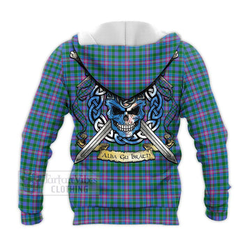 Pitcairn Tartan Knitted Hoodie with Family Crest Celtic Skull Style