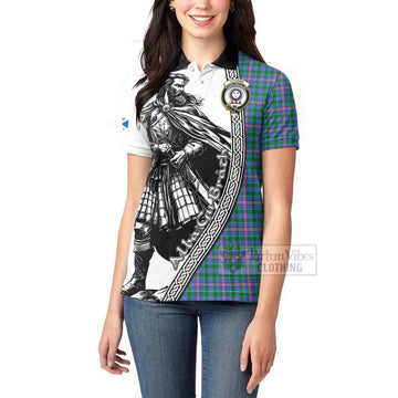 Pitcairn Tartan Clan Crest Women's Polo Shirt with Highlander Warrior Celtic Style