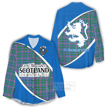 Pitcairn Family Crest Tartan Women's Casual Shirt Celebrate Saint Andrew's Day in Style