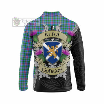 Pitcairn Tartan Family Crest Long Sleeve Polo Shirt Lion Rampant Royal Thistle Shield Celtic Inspired - Tartan Vibes Clothing