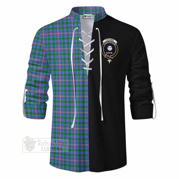 Pitcairn Tartan Ghillie Kilt Shirt with Family Crest and Half Of Me Style - Tartan Vibes Clothing