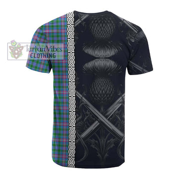 Pitcairn Tartan Cotton T-shirt with Family Crest Cross Sword Thistle Celtic Vibes - Tartan Vibes Clothing