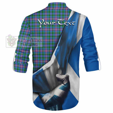 Pitcairn Tartan Ghillie Kilt Shirt with Family Crest Scotland Patriotic Style - Tartan Vibes Clothing