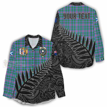 Pitcairn Crest Tartan Women's Casual Shirt with New Zealand Silver Fern Half Style