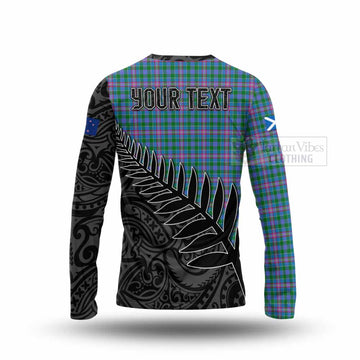 Pitcairn Crest Tartan Long Sleeve T-Shirt with New Zealand Silver Fern Half Style - Tartan Vibes Clothing