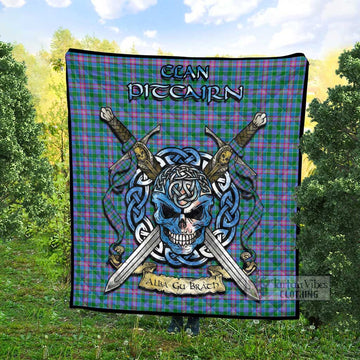 Pitcairn Tartan Quilt with Celtic Skull Alba Gu Brath Style