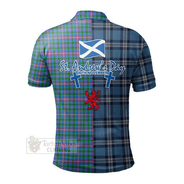 Pitcairn Tartan Polo Shirt Happy St. Andrew's Day Half Tartan Style