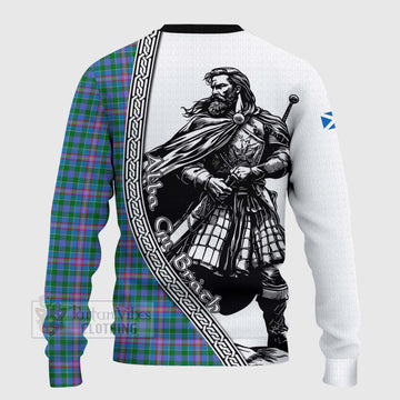 Pitcairn Tartan Clan Crest Knitted Sweater with Highlander Warrior Celtic Style - Tartan Vibes Clothing