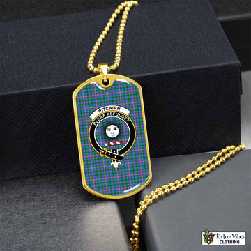 Pitcairn Tartan Dog Tag Necklace with Family Crest Gold No - Tartan Vibes Clothing