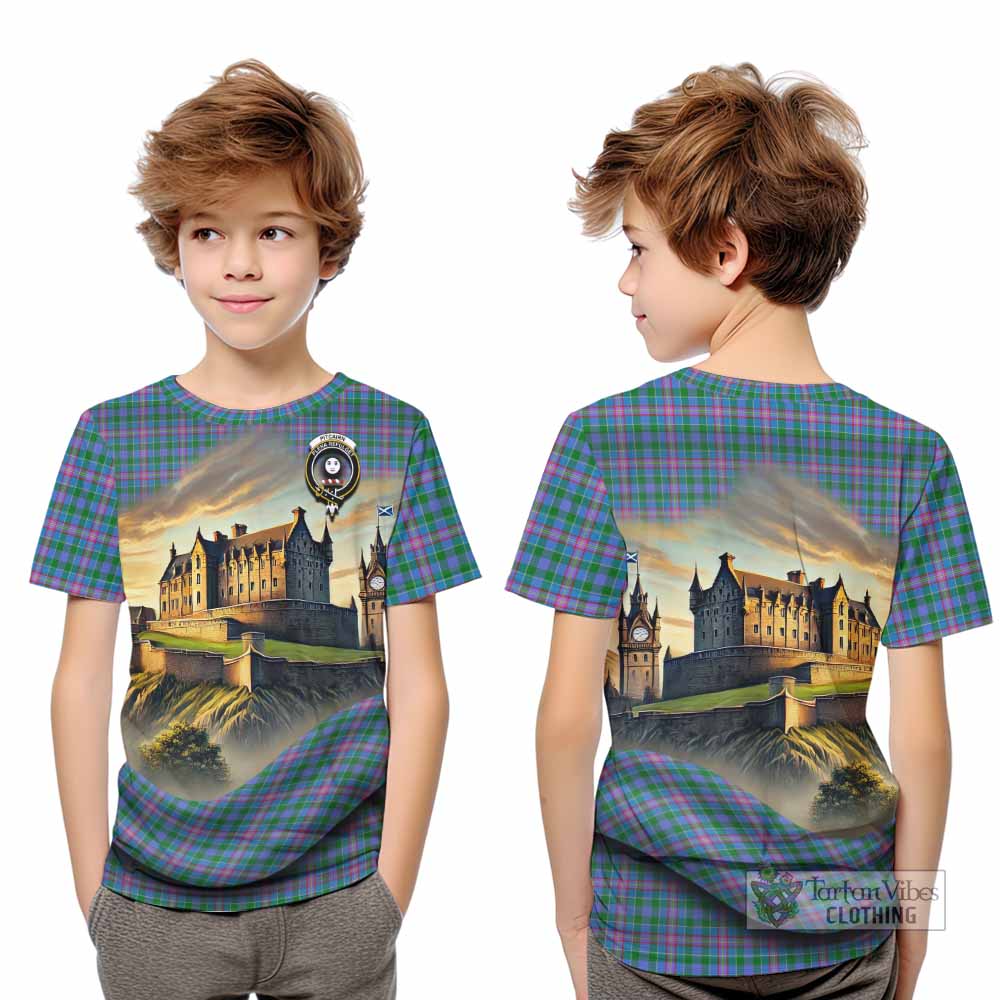 Pitcairn Tartan Family Crest Kid T-Shirt with Scottish Ancient Castle Style - Tartan Vibes Clothing