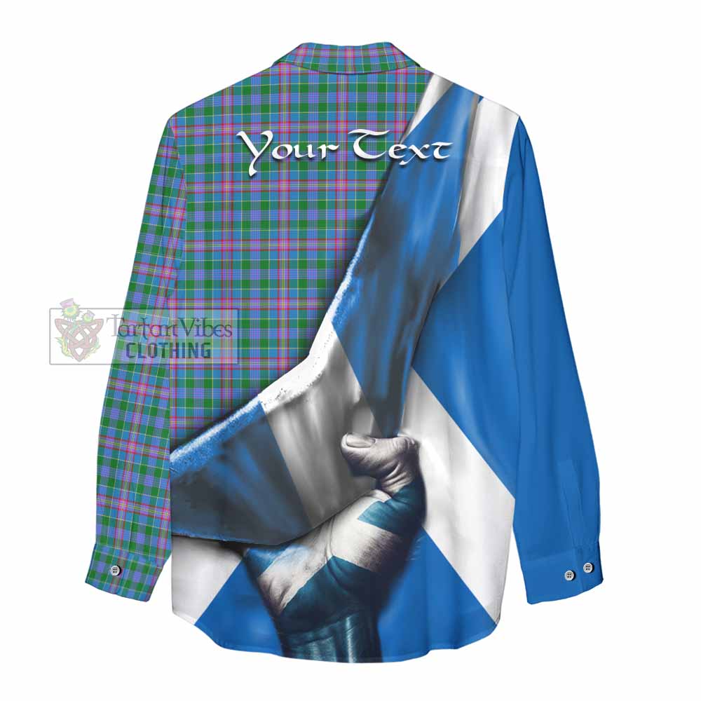 Tartan Vibes Clothing Pitcairn Tartan Women's Casual Shirt with Family Crest Scotland Patriotic Style