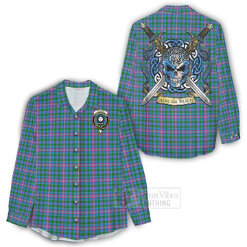 Pitcairn Tartan Women's Casual Shirt with Family Crest Celtic Skull Style