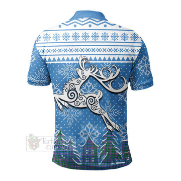 Pitcairn Clan Christmas Polo Shirt Celtic Reindeer Style