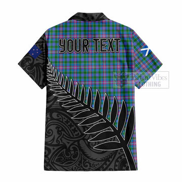 Pitcairn Crest Tartan Hawaiian Shirt with New Zealand Silver Fern Half Style - Tartan Vibes Clothing