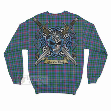 Pitcairn Tartan Sweatshirt with Family Crest Celtic Skull Style - Tartan Vibes Clothing