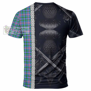 Pitcairn Tartan T-Shirt with Family Crest Cross Sword Thistle Celtic Vibes - Tartan Vibes Clothing