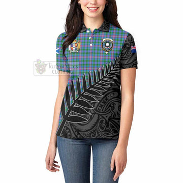 Pitcairn Crest Tartan Women's Polo Shirt with New Zealand Silver Fern Half Style