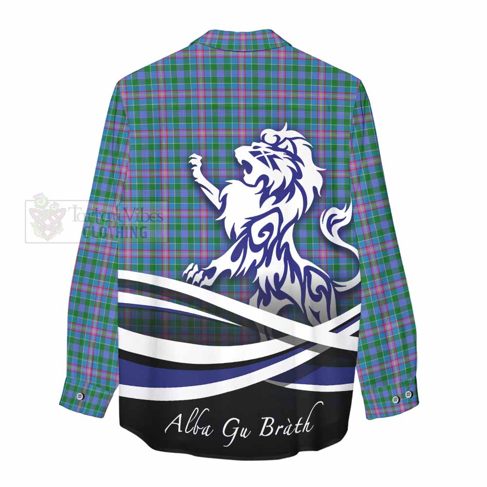 Tartan Vibes Clothing Pitcairn Tartan Women's Casual Shirt with Alba Gu Brath Regal Lion Emblem