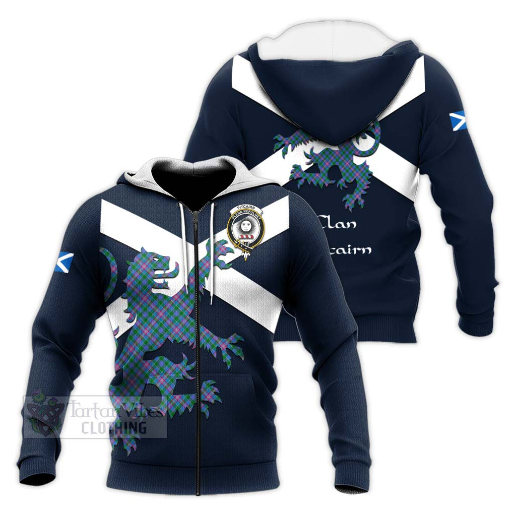 Tartan Vibes Clothing Pitcairn Tartan Lion Rampant Knitted Hoodie – Proudly Display Your Heritage with Alba Gu Brath and Clan Name