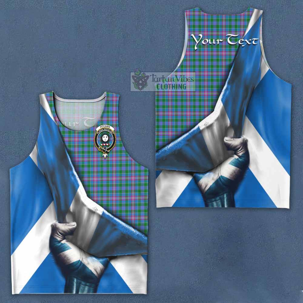 Tartan Vibes Clothing Pitcairn Tartan Men's Tank Top with Family Crest Scotland Patriotic Style