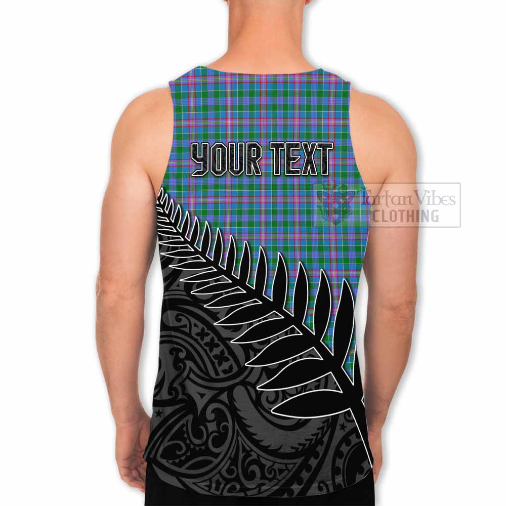 Tartan Vibes Clothing Pitcairn Crest Tartan Men's Tank Top with New Zealand Silver Fern Half Style