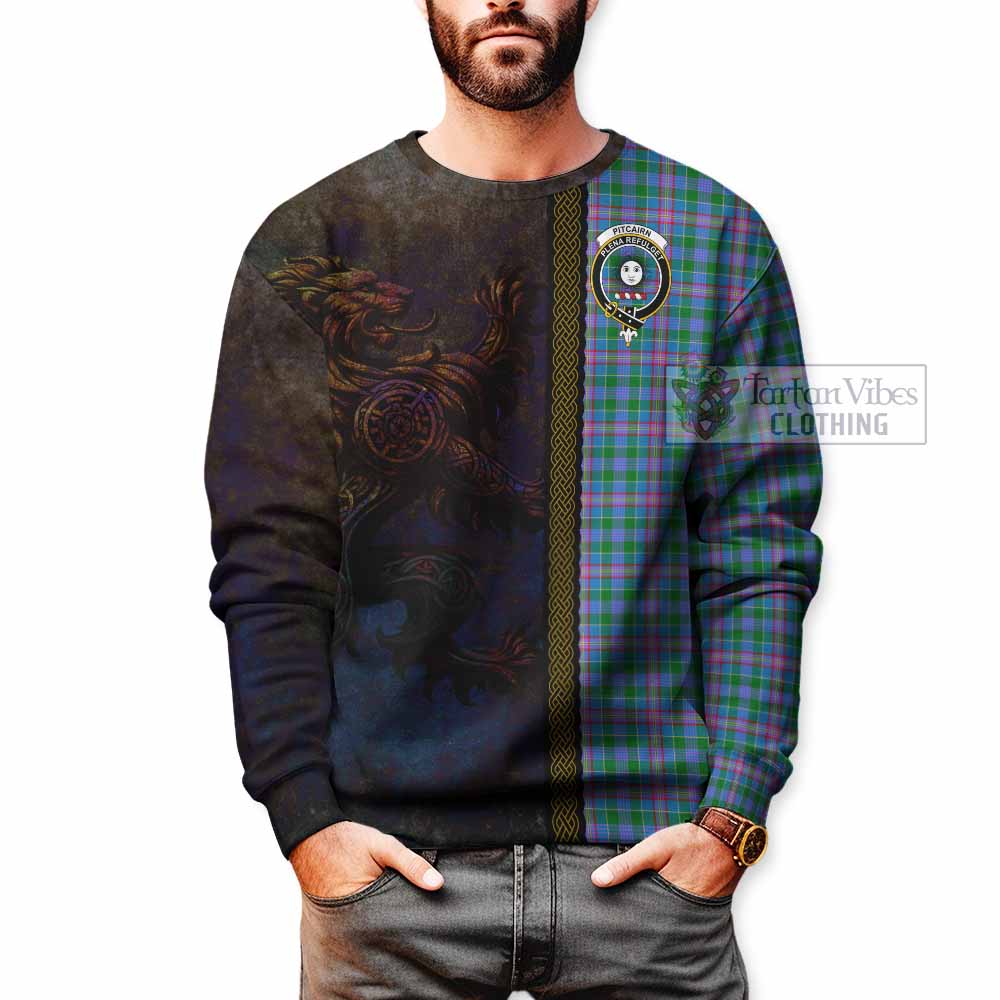 Pitcairn Tartan Family Crest Sweatshirt Alba Gu Brath Be Brave Lion Ancient Style - Tartan Vibes Clothing