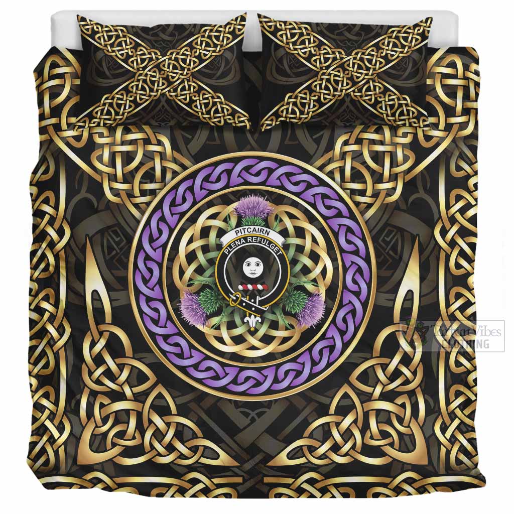 Pitcairn Clan Crest Bedding Set Celtic Scottish Thistle UK Bedding Set UK Super King 104*94 inch - Tartan Vibes Clothing