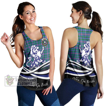 Pitcairn Tartan Women's Racerback Tanks with Alba Gu Brath Regal Lion Emblem