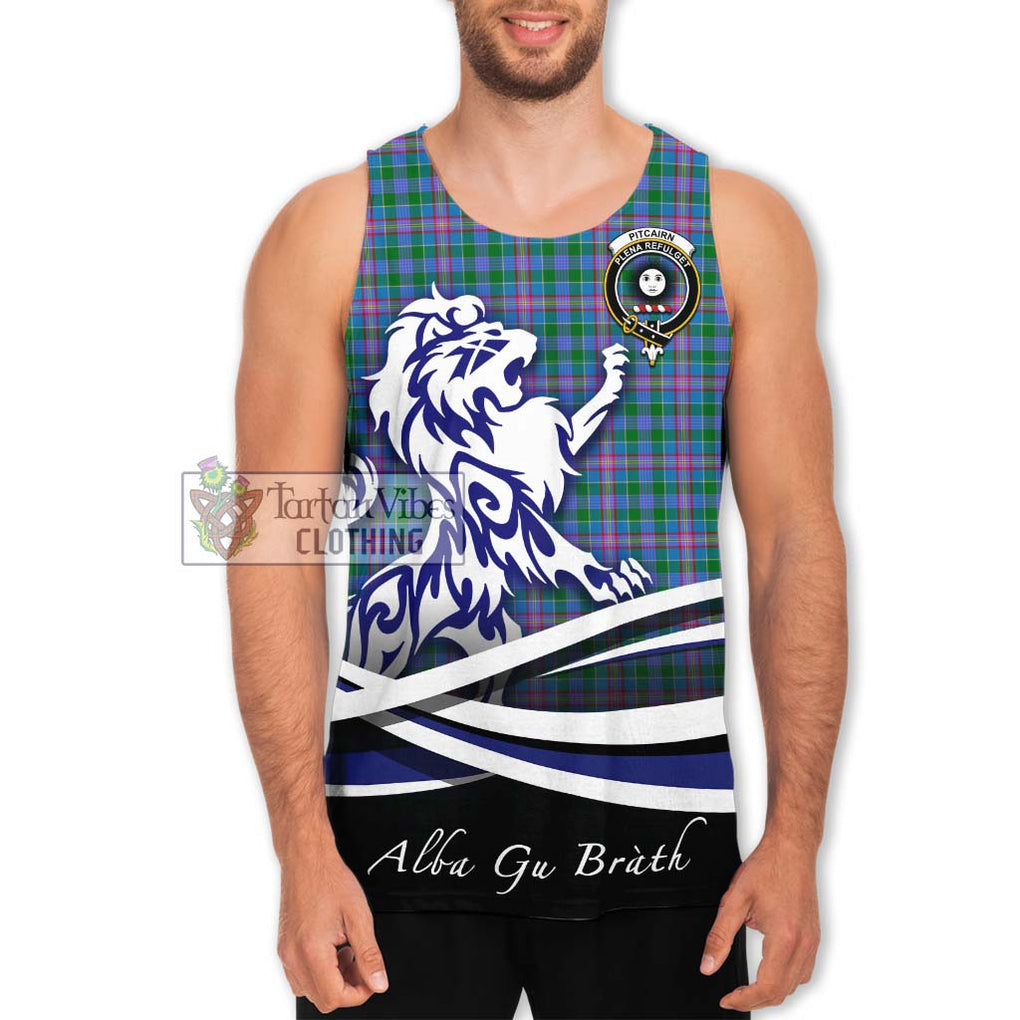 Pitcairn Tartan Men's Tank Top with Alba Gu Brath Regal Lion Emblem Men - Tartanvibesclothing Shop