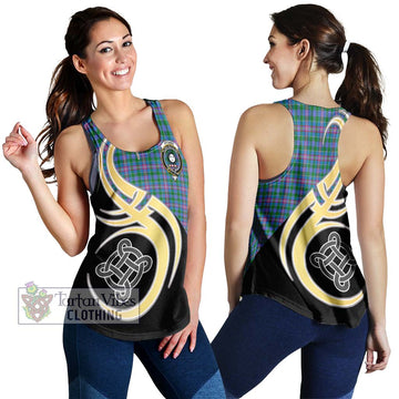 Pitcairn Tartan Women's Racerback Tanks with Family Crest and Celtic Symbol Style