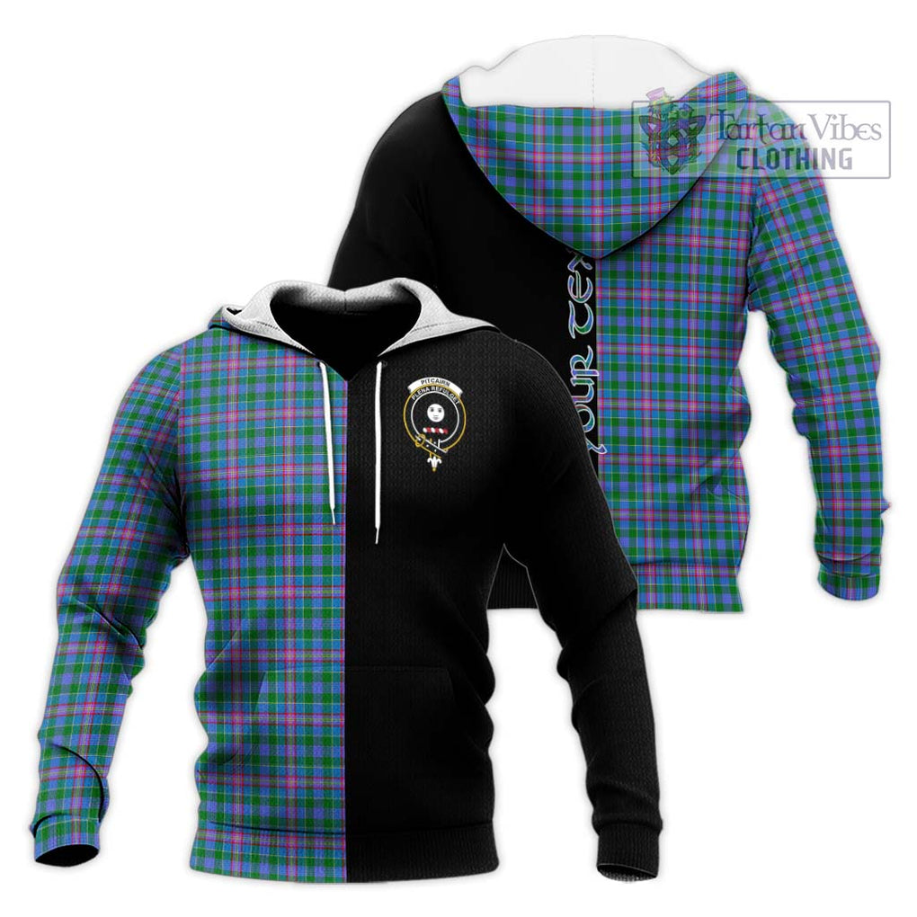 Pitcairn Tartan Knitted Hoodie with Family Crest and Half Of Me Style Unisex Knitted Pullover Hoodie - Tartanvibesclothing Shop