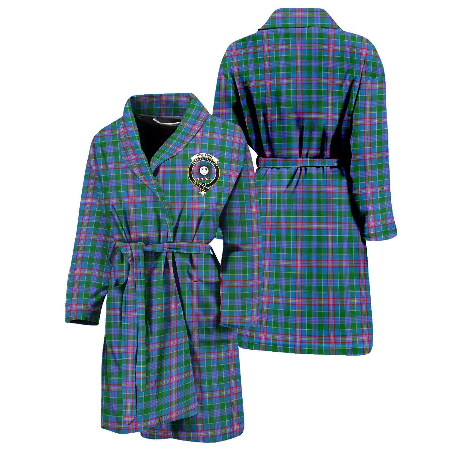 Pitcairn Tartan Bathrobe with Family Crest Unisex S - Tartan Vibes Clothing