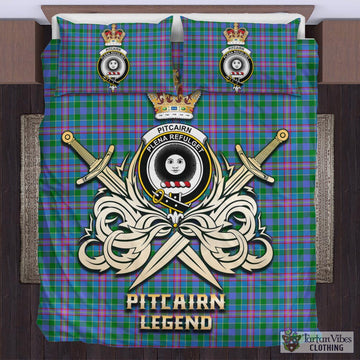 Pitcairn Tartan Bedding Set with Clan Crest and the Golden Sword of Courageous Legacy