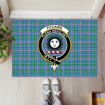 Pitcairn Tartan Door Mat with Family Crest