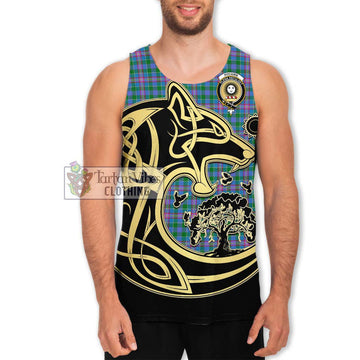 Pitcairn Tartan Men's Tank Top with Family Crest Celtic Wolf Style