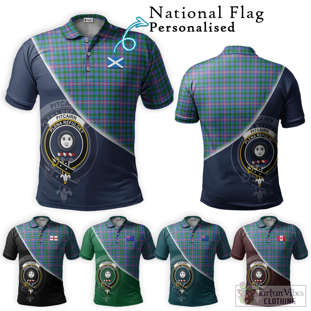 Pitcairn Tartan Polo Shirt with Personalised National Flag and Family Crest Half Style Maroon - Tartanvibesclothing Shop