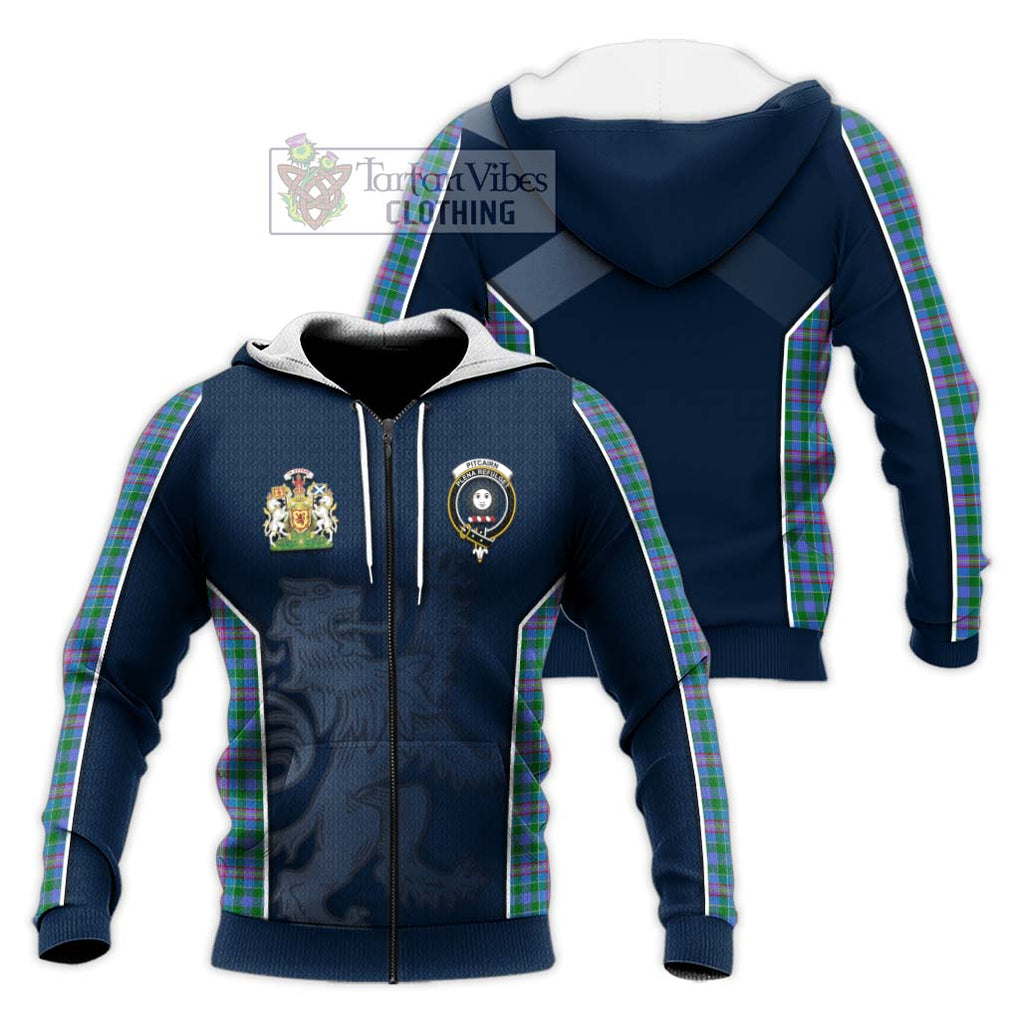 Pitcairn Tartan Knitted Hoodie with Family Crest and Lion Rampant Vibes Sport Style Unisex Knitted Zip Hoodie - Tartan Vibes Clothing