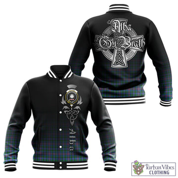 Pitcairn Tartan Baseball Jacket Featuring Alba Gu Brath Family Crest Celtic Inspired