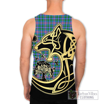 Pitcairn Tartan Men's Tank Top with Family Crest Celtic Wolf Style