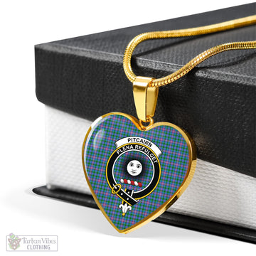 Pitcairn Tartan Heart Necklace with Family Crest - Tartan Vibes Clothing