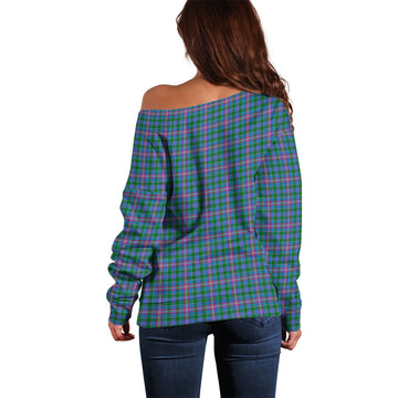 Pitcairn Tartan Off Shoulder Women Sweater with Family Crest - Tartan Vibes Clothing