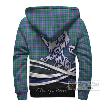 Pitcairn Tartan Sherpa Hoodie with Alba Gu Brath Regal Lion Emblem