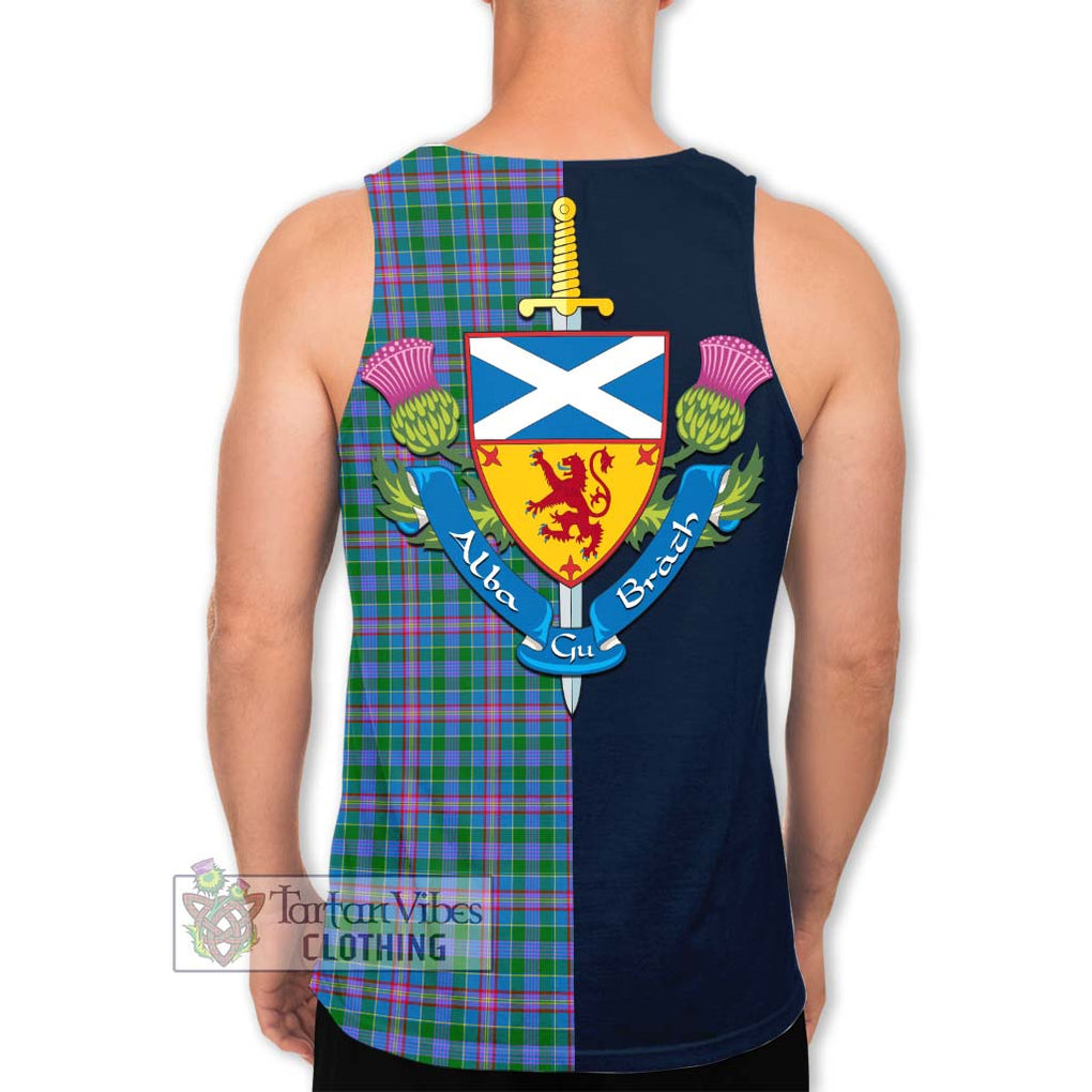 Tartan Vibes Clothing Pitcairn Hunting Tartan Men's Tank Top with Scottish Lion Royal Arm Half Style