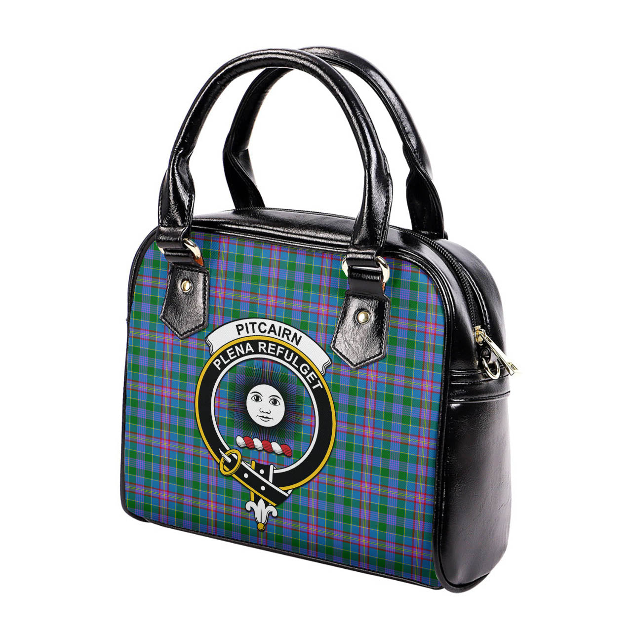 Pitcairn Hunting Tartan Shoulder Handbags with Family Crest - Tartanvibesclothing