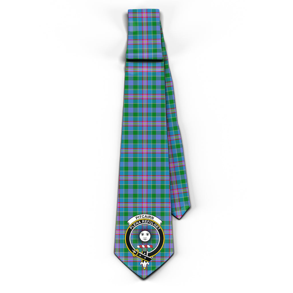 Pitcairn Tartan Classic Necktie with Family Crest - Tartan Vibes Clothing