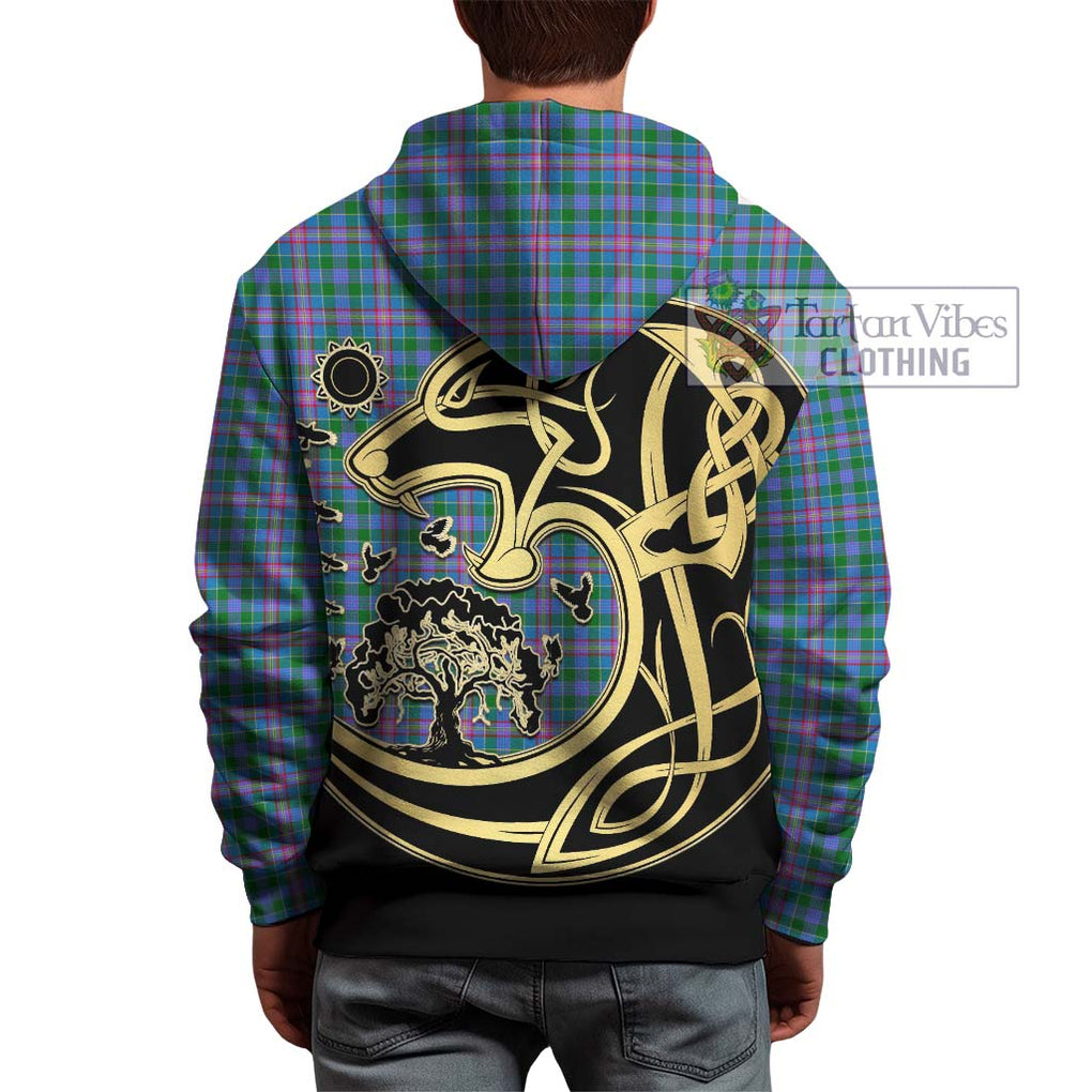 Pitcairn Tartan Hoodie with Family Crest Celtic Wolf Style - Tartan Vibes Clothing
